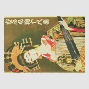 Seda Gueixa japonesa do vintage, arte de papel do