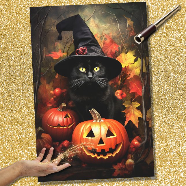 Seda Halloween Bruxa Cat 3 Papel de Decoupage (Criador carregado)
