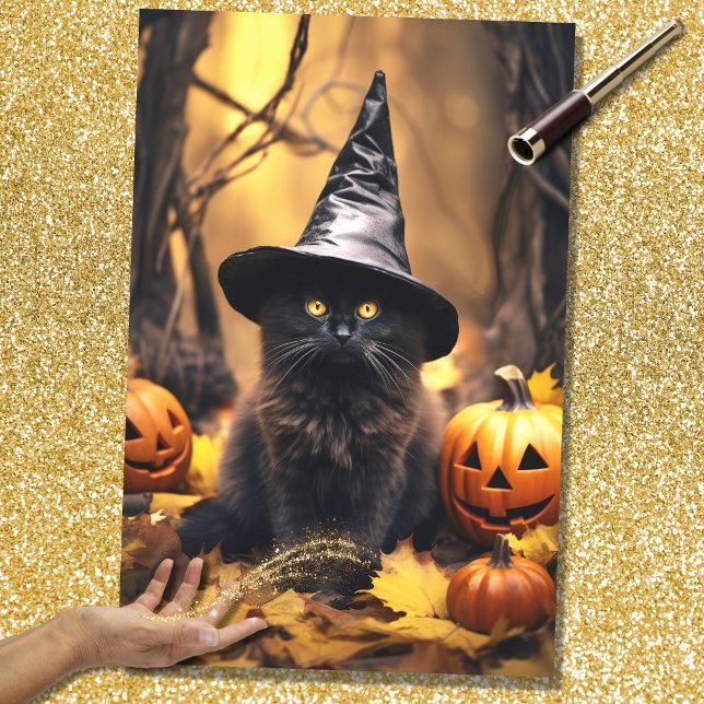 Seda Halloween Bruxa Cat 4 - Papel de Decoupage (Criador carregado)