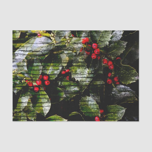 Seda Holly Berry - Papel de Tecido Vertical (Frente )