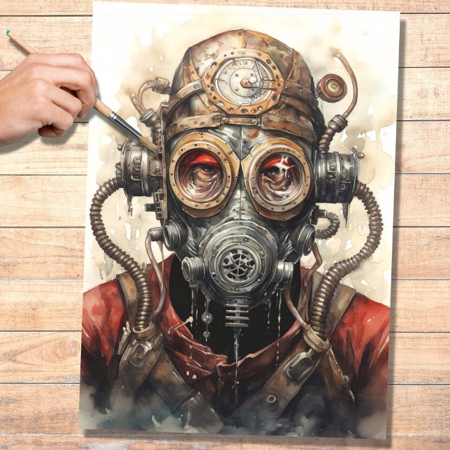 Seda Homem-Véu com Papel de Decoupage Máscara 1 (Criador carregado)