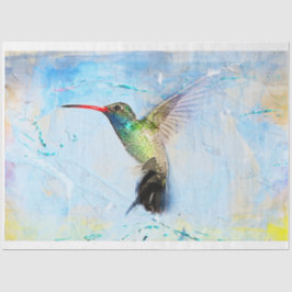 Seda Hummingbird em Papel de Tecido de Voo