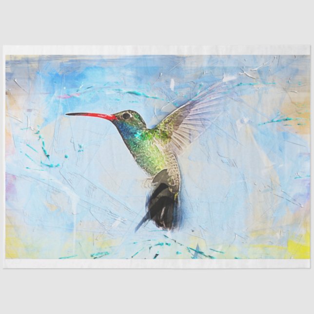 Seda Hummingbird em Papel de Tecido de Voo (Frente )