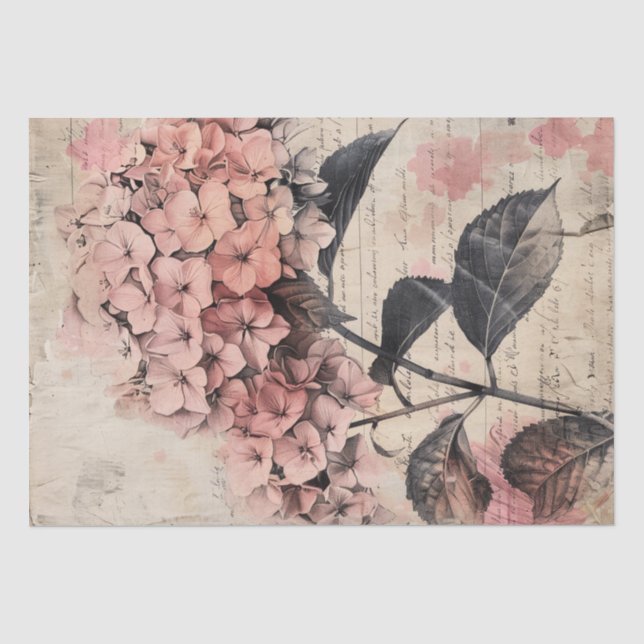 Seda Ilustração de Hortênsia Vintage em Papel de Decoup (Frente )