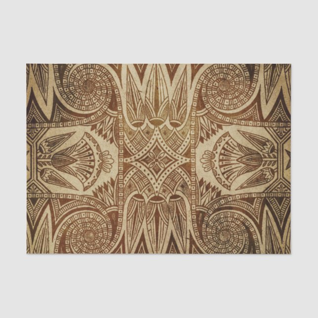 Seda Impressão de papel egípcio Dourado do vintage (Frente )
