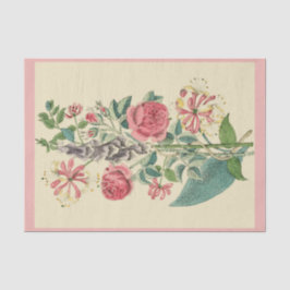 Seda Impressão floral antigo 10" X 15" lenço de papel