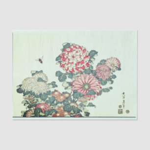 Seda IMPRESSÃO JAPONÊS da FLOR COM lenço de papel da