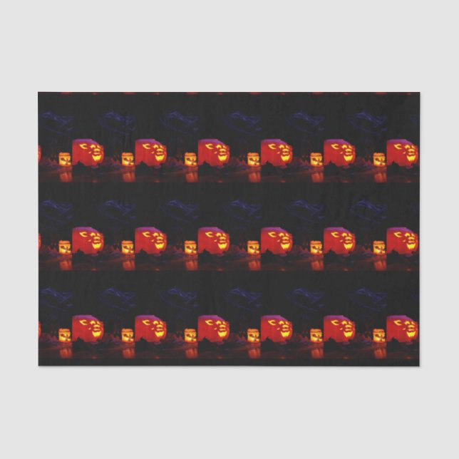 Seda Jack-O-Lanterna E Papel De Tecido Para Velas (Frente )