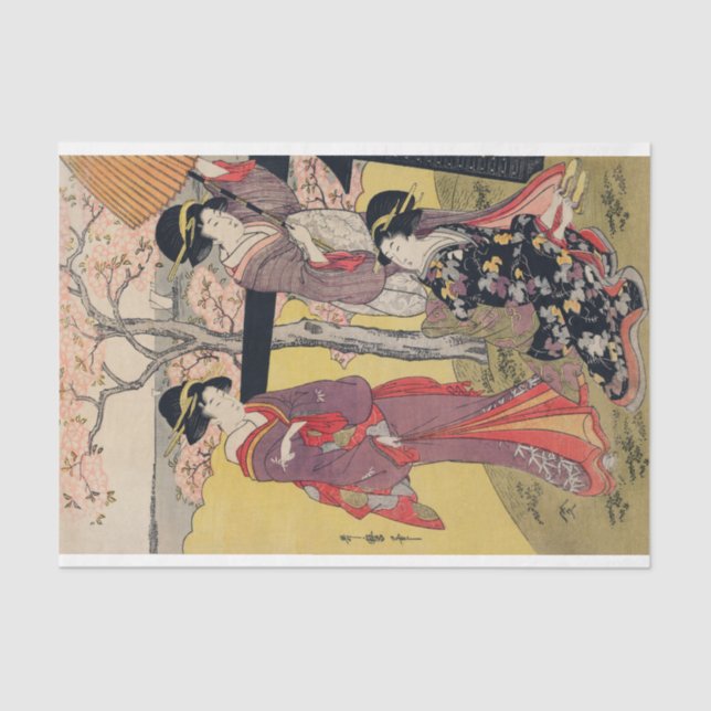 Seda JAPONÊS COM CHERRY BLOSSOM - Papel de Tecido (Frente )