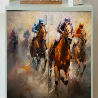 Seda Jockeys No Papel Tecido de Decoupage da Corrida Eq