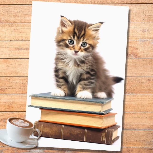 Seda Kitten na Pilha de Livros 2 Papel de Decoupage (Criador carregado)