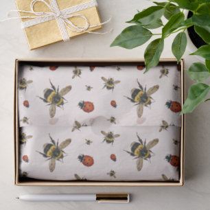 Seda Ladybugs n: Papel de tecidos em forma de abelhas