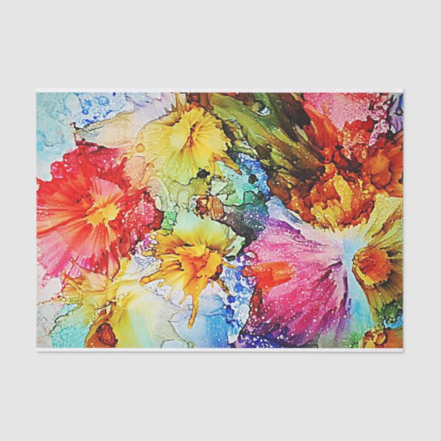 Seda Lenço de papel abstrato floral (Frente )