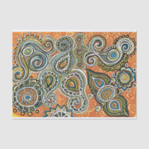 Seda lenço de papel alaranjado de paisley