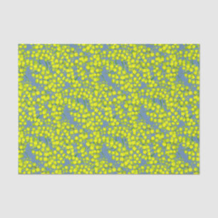 Seda Lenço de papel amarelo azul da arte da acácia