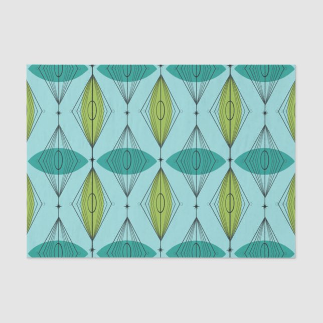 Seda Lenço de papel atômico de Ogee & de Starbursts (Frente )