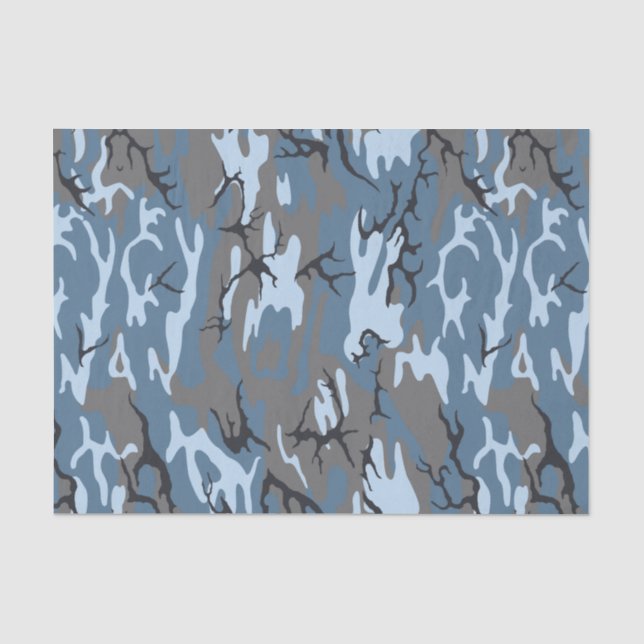 Seda Lenço de papel azul de Camo (Frente )