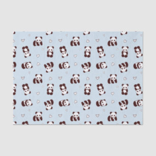 Seda Lenço de papel azul do coração da panda