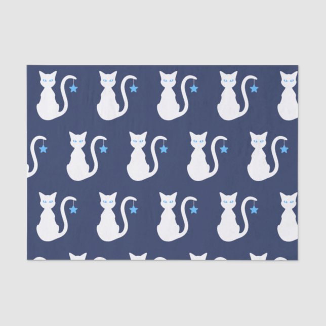 Seda Lenço de papel branco do gato (Frente )
