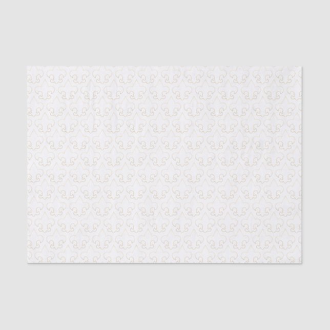 Seda Lenço de papel branco & Dourado elegante da flor (Frente )