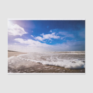 Seda Lenço de papel brilhante do céu azul & da praia 