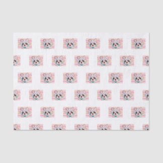 Seda Lenço de papel cor-de-rosa do buldogue francês