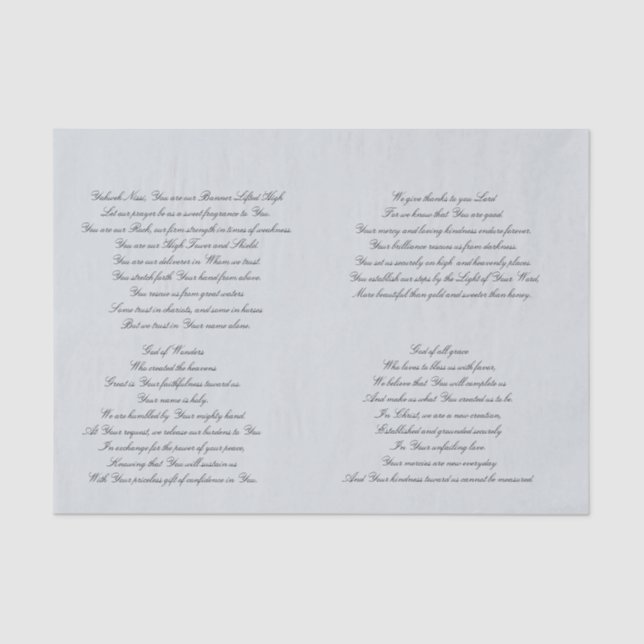 Seda Lenço de papel cristão de Decoupage da oração (Frente )