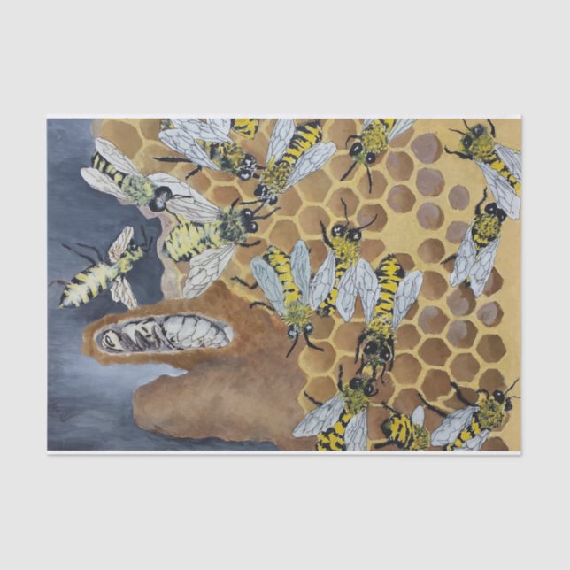 Seda lenço de papel da abelha (Frente )