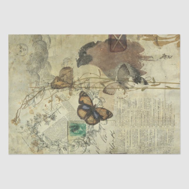 Seda Lenço de papel da colagem da natureza (Frente )