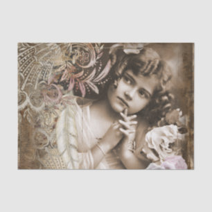 Seda Lenço de papel da menina do vintage