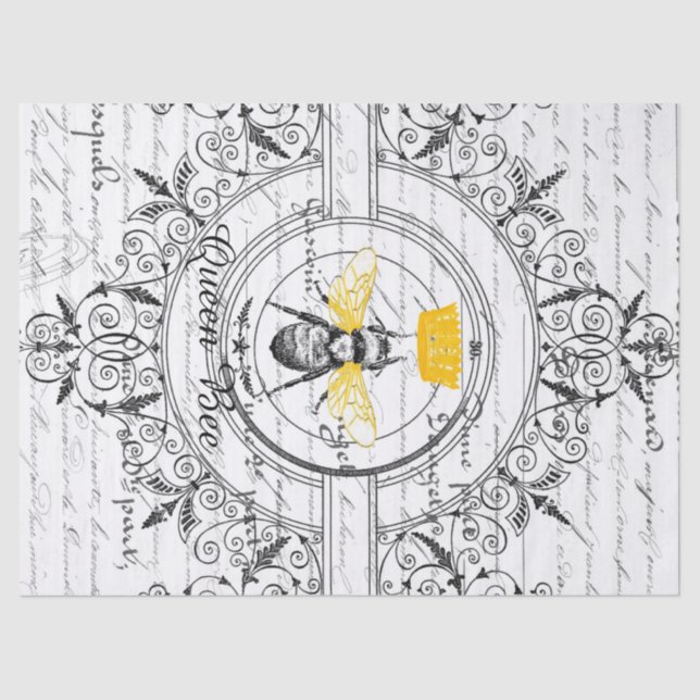 Seda Lenço de papel de Decoupage da abelha de rainha (Frente )