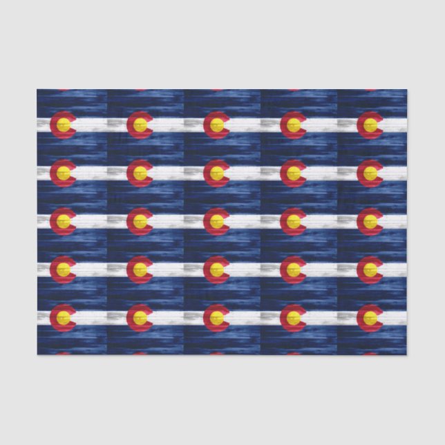 Seda Lenço de papel de madeira da bandeira de Colorado (Frente )