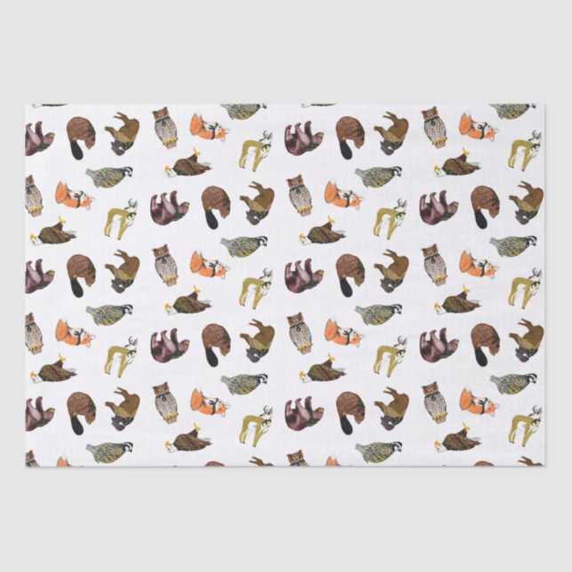 Seda Lenço de papel de madeira do bicho do crachá (Frente )