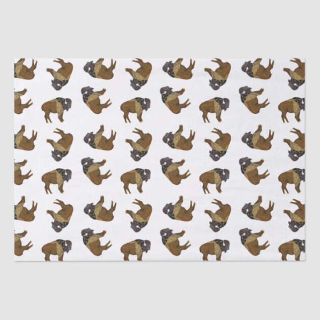 Seda Lenço de papel de madeira do búfalo do crachá (Frente )