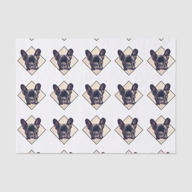 Seda Lenço de papel do buldogue francês (Frente )