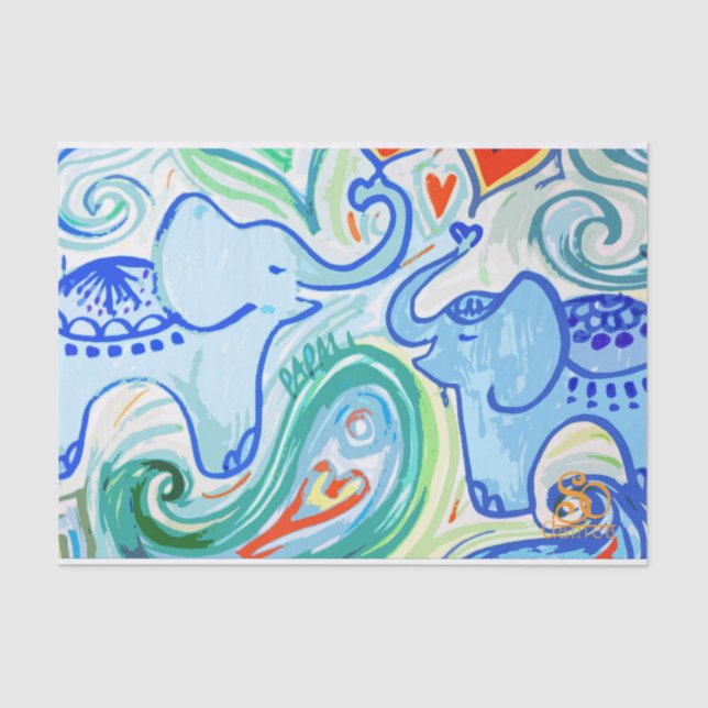 Seda Lenço de papel do elefante do bebê das mamães (Frente )