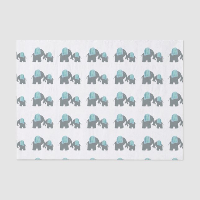 Seda Lenço de papel do elefante, mamães e elefante do (Frente )