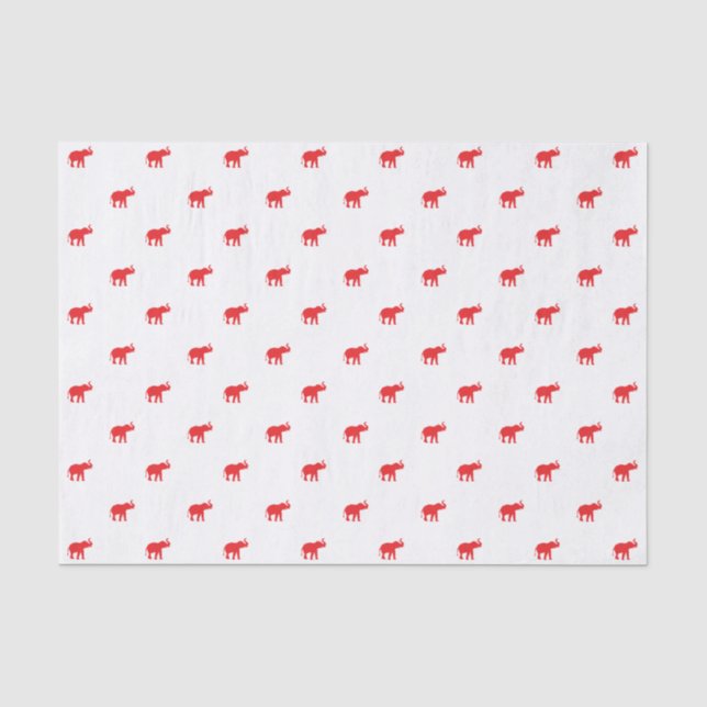 Seda Lenço de papel do elefante vermelho e branco (Frente )