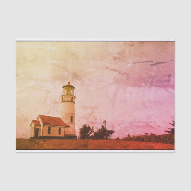 Seda Lenço de papel do farol do vintage (Frente )