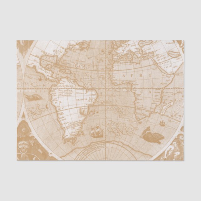 Seda Lenço de papel do mapa de Velho Mundo (Frente )