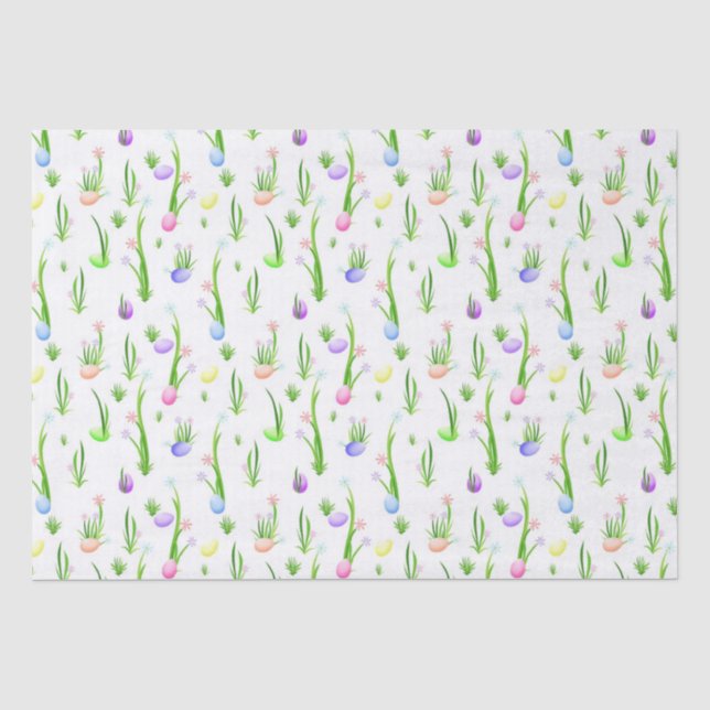 Seda Lenço de papel do teste padrão dos ovos da páscoa (Frente )