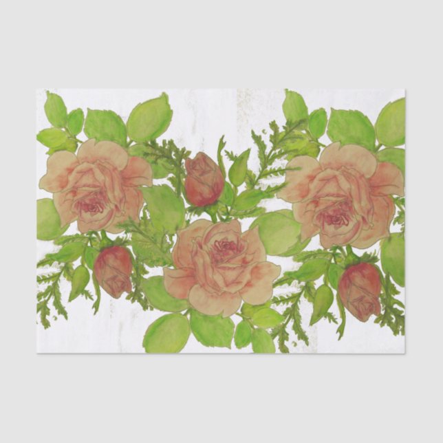 Seda Lenço de papel dos rosas da aguarela (Frente )