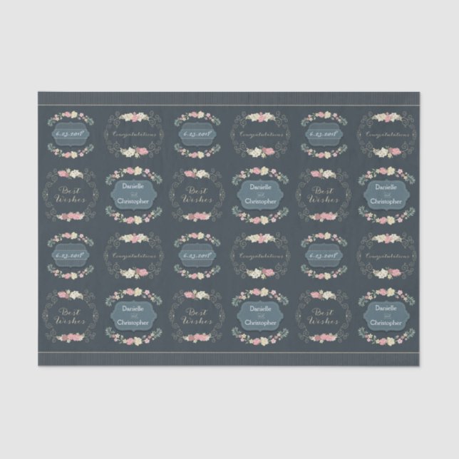 Seda Lenço de papel dos rosas do casamento (Frente )