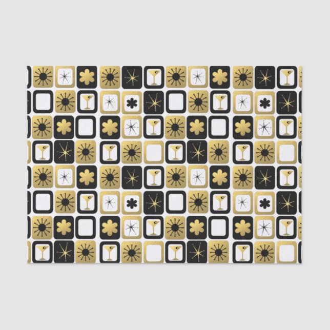 Seda Lenço de papel Dourado glamoroso retro (Frente )