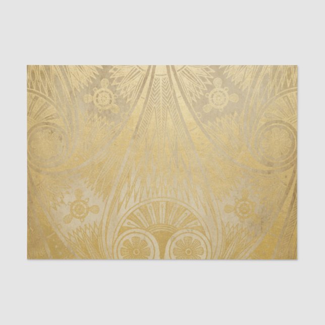 Seda Lenço de papel egípcio Dourado do design do rolo (Frente )