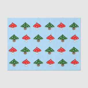 Seda Lenço de papel festivo azul dos cogumelos
