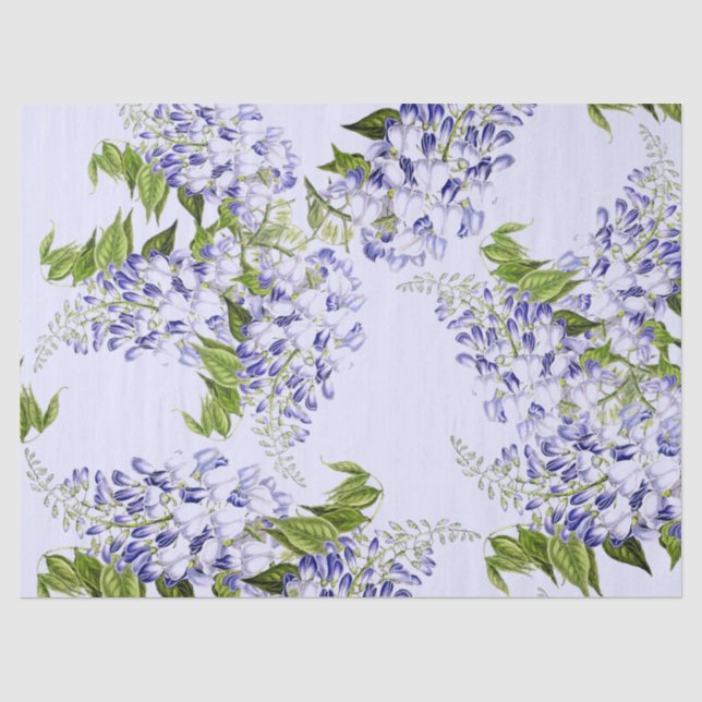Seda Lenço de papel floral da flor azul botânica das (Frente )