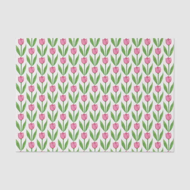Seda Lenço de papel floral das tulipas cor-de-rosa da (Frente )