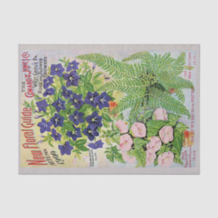 Seda Lenço de papel floral do catálogo antigo da flor