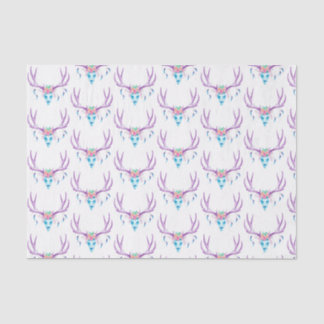 Seda Lenço de papel floral do crânio do veado